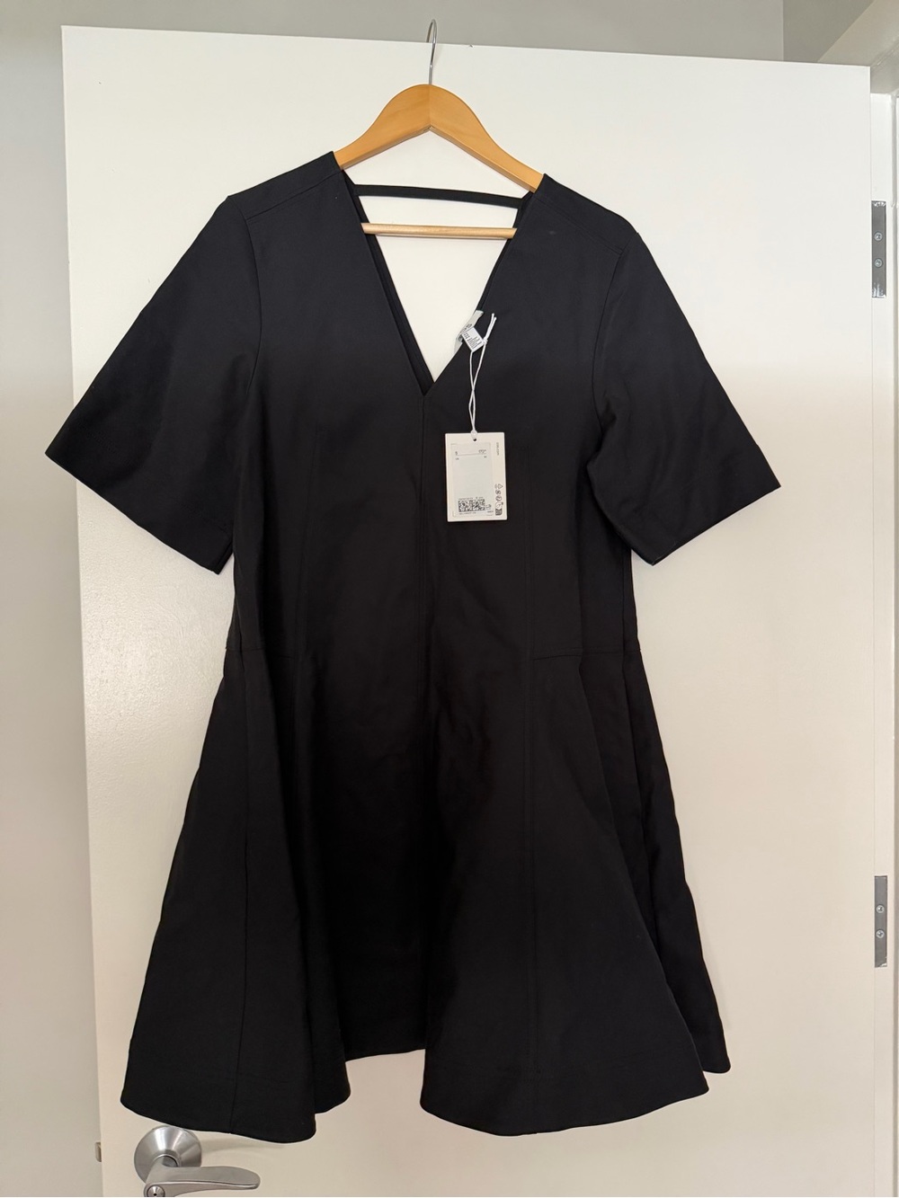 COS Black V-Neck Short Sleeve Mini Dress